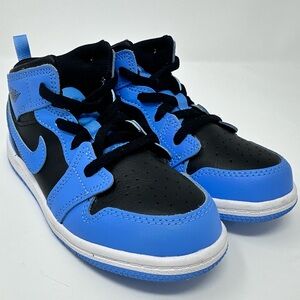 Jordan 1 Kids university Blue and Black Sneakers size 10